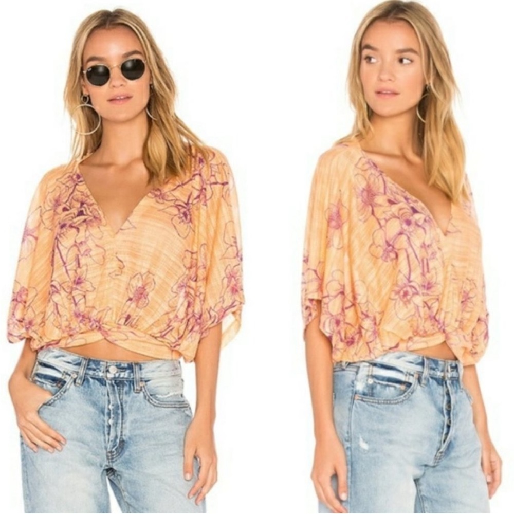 FREE PEOPLE One Dance Floral Print Blouse EUC sz S
